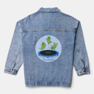 Fantastische groene bonen op trampoline-cartoon denim jacket