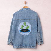 Fantastische groene bonen op trampoline-cartoon denim jacket (Hangar)