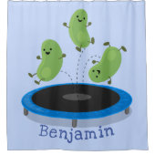 Fantastische groene bonen op trampoline-cartoon douchegordijn (Voorkant)