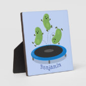 Fantastische groene bonen op trampoline-cartoon fotoplaat (Voorkant)