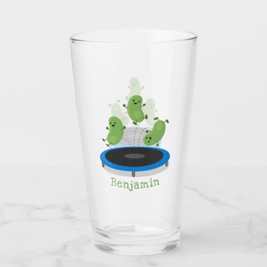 Fantastische groene bonen op trampoline-cartoon glas (Achterkant)