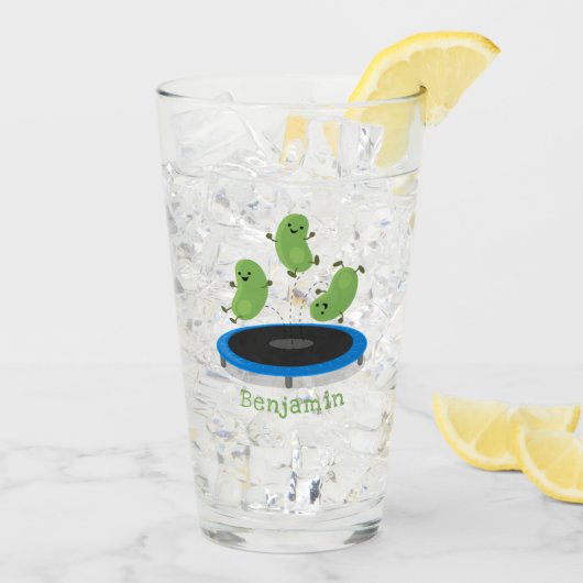 Fantastische groene bonen op trampoline-cartoon glas (Achterkant ijs)