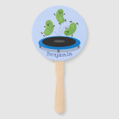 Fantastische groene bonen op trampoline-cartoon handwaaier (Achterkant)