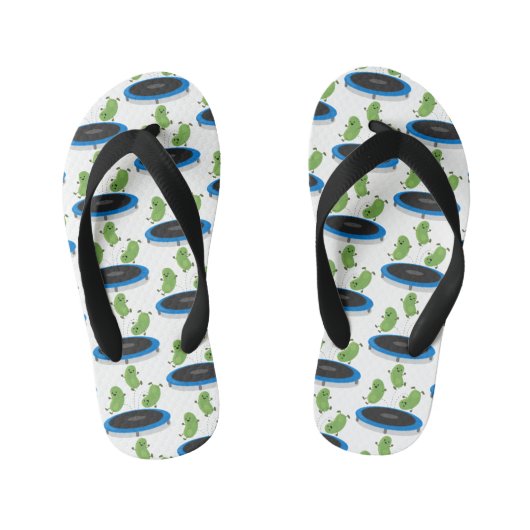 Fantastische groene bonen op trampoline-cartoon kinder teenslippers (Voetbed)