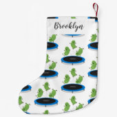 Fantastische groene bonen op trampoline-cartoon kleine kerstsok (Achterkant)