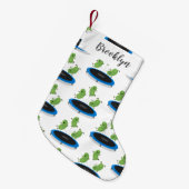 Fantastische groene bonen op trampoline-cartoon kleine kerstsok (Voorkant (Hangend))