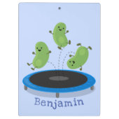 Fantastische groene bonen op trampoline-cartoon klembord (Achterkant)