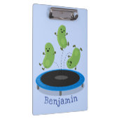 Fantastische groene bonen op trampoline-cartoon klembord (Rechts)