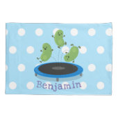 Fantastische groene bonen op trampoline-cartoon kussensloop (Achterkant)