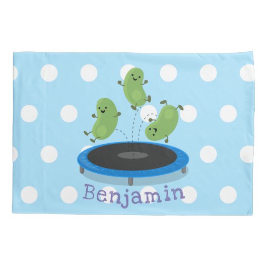Fantastische groene bonen op trampoline-cartoon kussensloop (Achterkant)