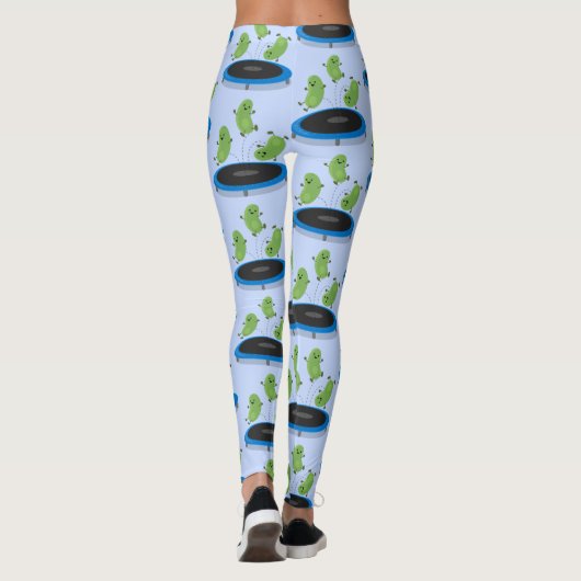 Fantastische groene bonen op trampoline-cartoon leggings (Achterkant)