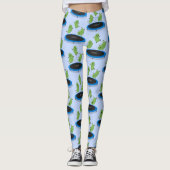 Fantastische groene bonen op trampoline-cartoon leggings (Voorkant)