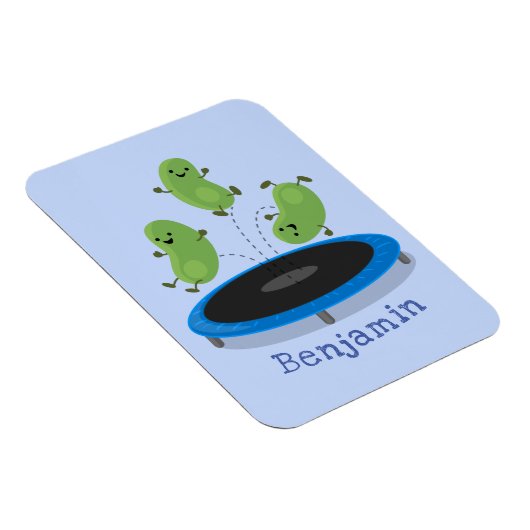 Fantastische groene bonen op trampoline-cartoon magneet (Rechterzijde)