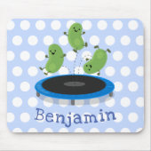 Fantastische groene bonen op trampoline-cartoon muismat (Voorkant)