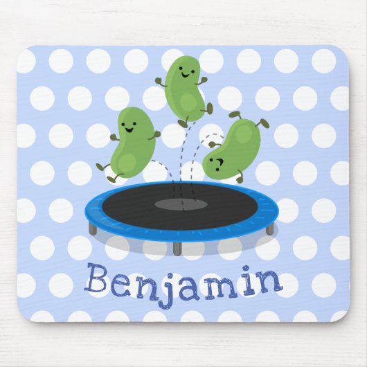Fantastische groene bonen op trampoline-cartoon muismat (Voorkant)