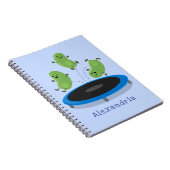 Fantastische groene bonen op trampoline-cartoon notitieboek (Rechterzijde)