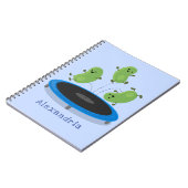 Fantastische groene bonen op trampoline-cartoon notitieboek (Linkerzijde)