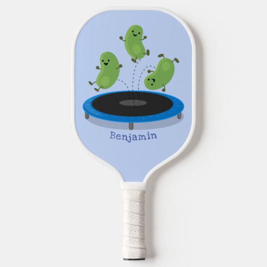 Fantastische groene bonen op trampoline-cartoon pickleball paddle (Voorkant)