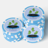 Fantastische groene bonen op trampoline-cartoon poker chips (Opstapeling)