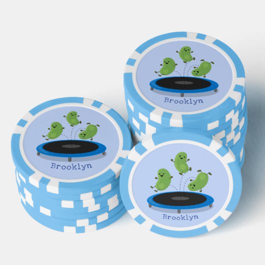 Fantastische groene bonen op trampoline-cartoon poker chips (Opstapeling)