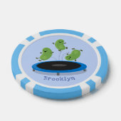 Fantastische groene bonen op trampoline-cartoon poker chips (Enkel)