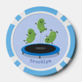 Fantastische groene bonen op trampoline-cartoon poker chips (Achterkant)