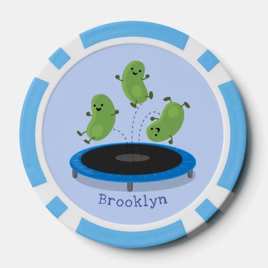 Fantastische groene bonen op trampoline-cartoon poker chips (Achterkant)