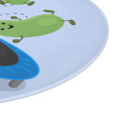 Fantastische groene bonen op trampoline-cartoon snijplank (Hoek)