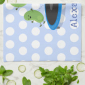 Fantastische groene bonen op trampoline-cartoon theedoek (Gevouwen)