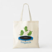 Fantastische groene bonen op trampoline-cartoon tote bag (Achterkant)
