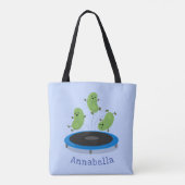 Fantastische groene bonen op trampoline-cartoon tote bag (Achterkant)