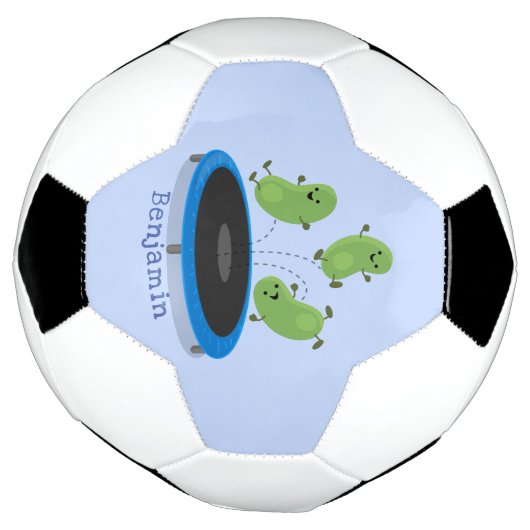 Fantastische groene bonen op trampoline-cartoon voetbal (Gedraaid)
