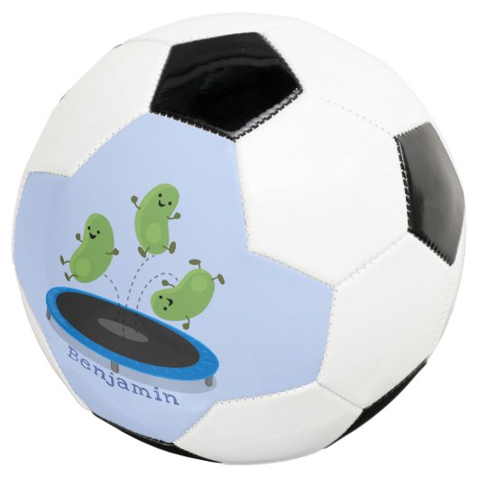 Fantastische groene bonen op trampoline-cartoon voetbal (Drie kwart)