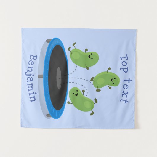 Fantastische groene bonen op trampoline-cartoon wandkleed (Voorkant (horizontaal))