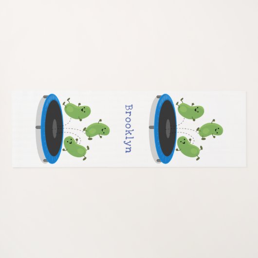 Fantastische groene bonen op trampoline-cartoon yogamat (Achterkant (horizontaal))