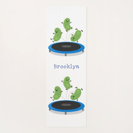 Fantastische groene bonen op trampoline-cartoon yogamat (Achterkant)