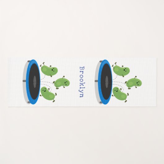 Fantastische groene bonen op trampoline-cartoon yogamat (Voorkant (horizontaal))