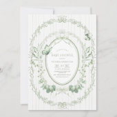 Fantastische Groene Lijst Oude Baby Borrel Kaart (Voorkant)