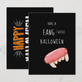 Fantastische Halloween | Griezelige Vampiertanden Feestdagenkaart (Voorkant / Achterkant)