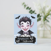 Fantastische Halloween lachende vampier met vleerm Briefkaart (Staand voorkant)