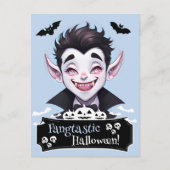 Fantastische Halloween lachende vampier met vleerm Briefkaart (Voorkant)