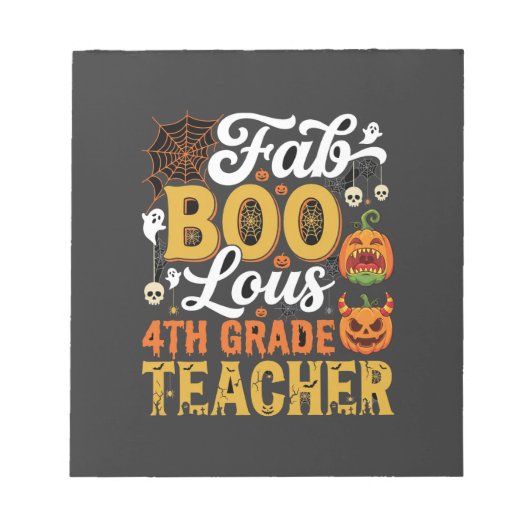 Fantastische Halloween leraar 4e klas Notitieblok (Voorkant)