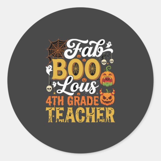 Fantastische Halloween leraar 4e klas Ronde Sticker (Voorkant)