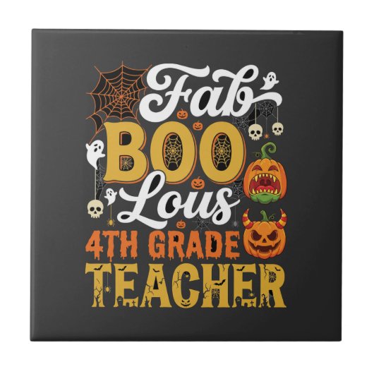 Fantastische Halloween leraar 4e klas Tegeltje (Voorkant)