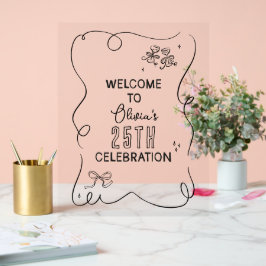 Fantastische handgetekende crèmes cocktail viering acryl bord