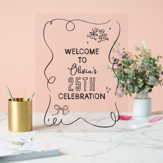 Fantastische handgetekende crèmes cocktail viering acryl bord (Huwelijk)