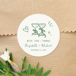 Fantastische handgetekende groene crèmekleurige tr ronde sticker