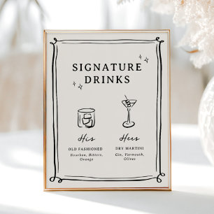 Fantastische Handgetekende Krabbels Signature Dran Poster