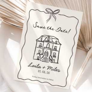Fantastische handgetekende Save the date locatieka