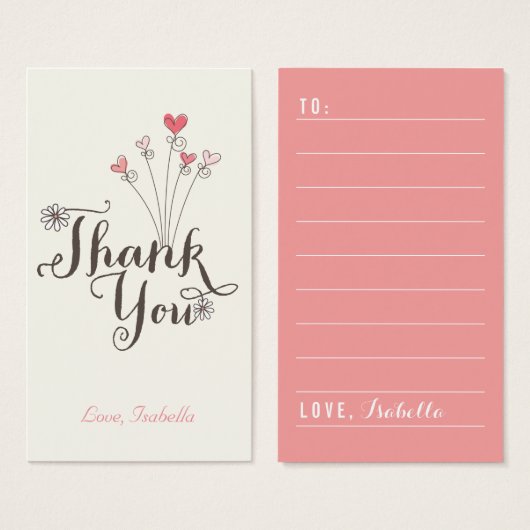 Fantastische Hartjes Bedankt Script DIY Gift Tag Visitekaartjes (Voorkant /achterkant)